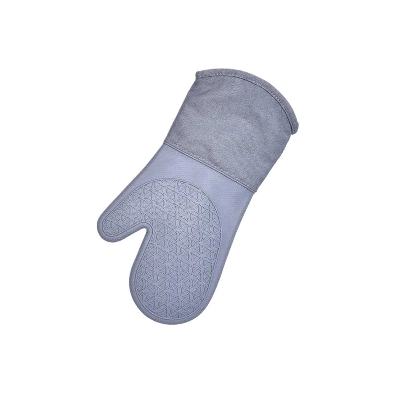 Silicone Insulation Gloves Oven Mitts Kitchen Grill Cooking Washable Microwave Heavy Duty Mittens(Grey)