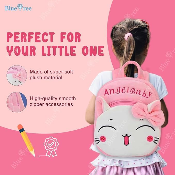 Image of blue tree Cute Kids Backpack Toddler Bag Plush Animal Cartoon Mini Travel Bag for Baby Girl Boy 1-6 Years, Ideal for Gifting for Kids