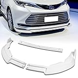 Stay-Tuned, 3PC MP-Style ABS Front Bumper Lip Spoiler Splitter Body Kit, Compatible with 2021-2025 Toyota Sienna, Replacement Exterior Accessory (Painted White)