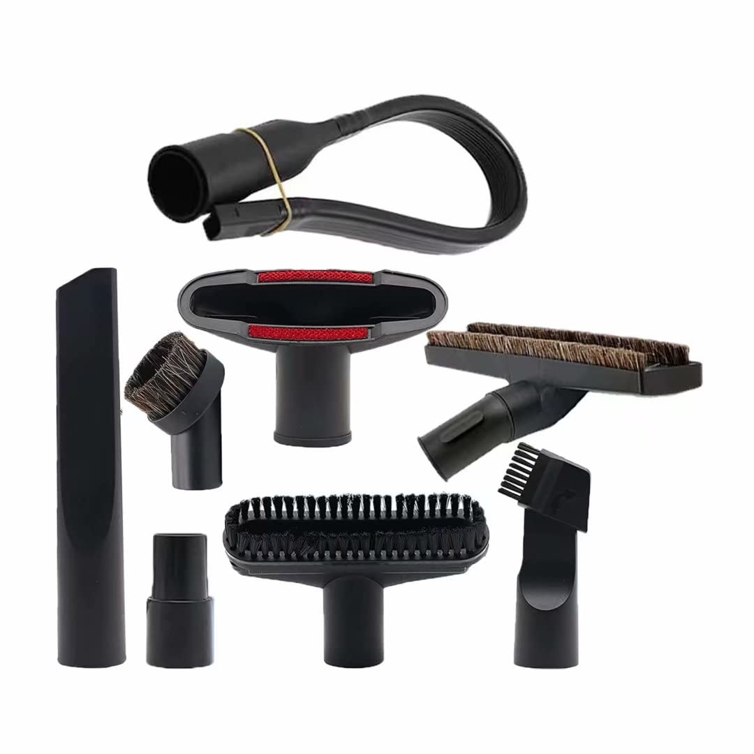 GracePainterVacuum Attachments Cleaning Brush Kit 32mm Vac Accessories for Shop Vac Flexible Nozzle Crevice Tool for Vac Cleaner Brush 1 1/4 inch Standard Hose，8 Pack