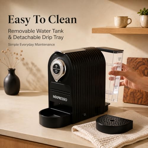 Image of Mixpresso espresso coffee machine for capsules compatible with Nespresso, programmable single serve coffee maker for espresso capsules, Italian high pressure pump 19 bar high