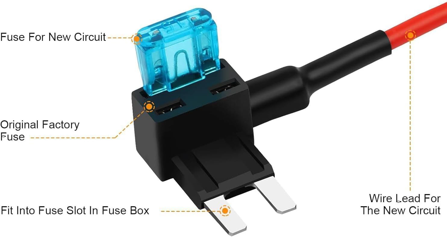 10 Pack Micro2 Fuse Tap Add a Circuit, 12V ATR Blade Fuse Adapter with 20A, Dual Slot Holder for Cars Trucks Boats