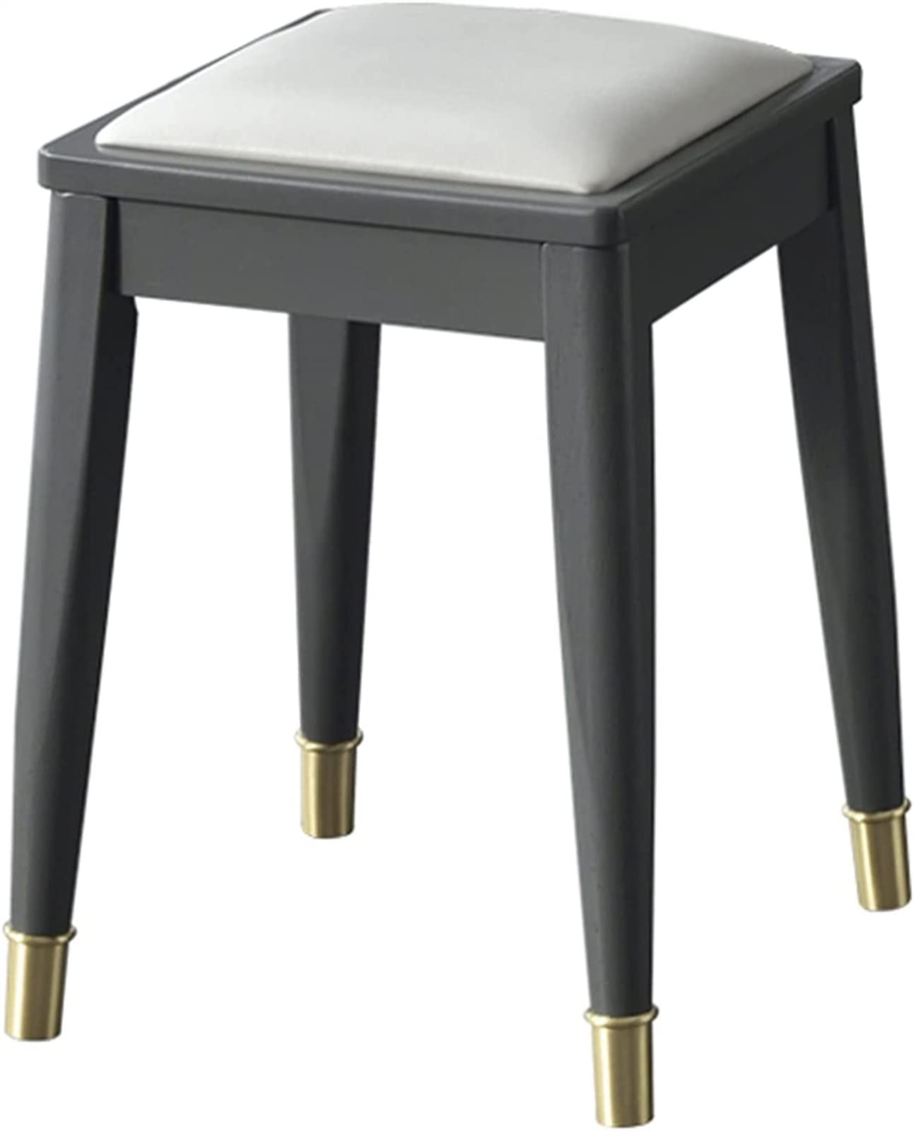 GRDDBZA Vanity Bench with Padded Cushion, Vanity Chair Wooden Dining Stool Bedroom Makeup Stool Stackable Bench School Desk Stool Rubber Wood Frame Soft Cushion(Grey (B)), 30X30X47CM, FPYY2024040817