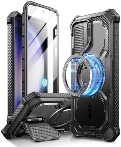 i-Blason Armorbox for Samsung Galaxy S24 Case with Camera Cover [S Pen & Wireless Charging Compatible], Full-Body Rugged Bumper Case with Built-in Screen Protector [Support Fingerprint ID] (Black)
