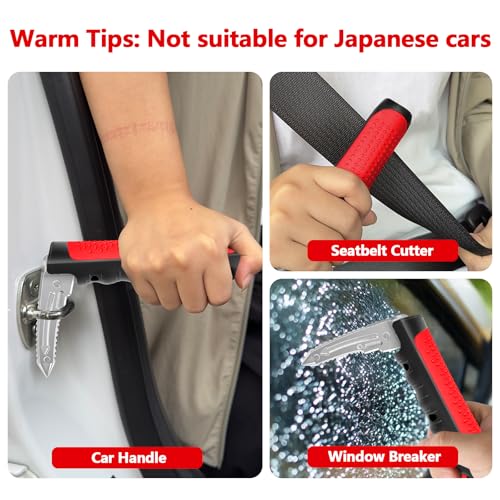 Image of Kaiedos Car Door Handle for Elderly, 3-in-1 Car Handle Assist for Seniors, Portable Auto Cane Vehicle Support Handle, 500 lbs Capacity, Non-Slip Door Assist Bar (Red)