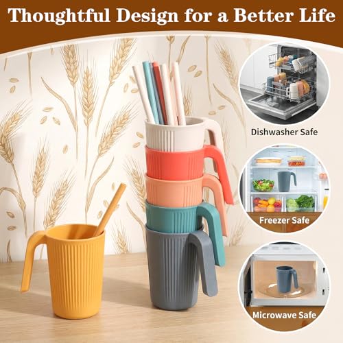 Set 8 Tazas de Café de Pajilla de Trigo 12oz Multicolor miniatura 5