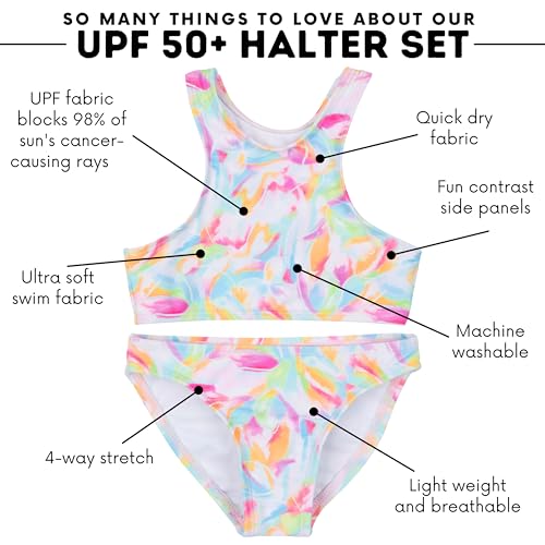 Image of SwimZip Girls' Halter Top and Bikini Bottom 2 Piece Set UPF 50+ Sun Protection