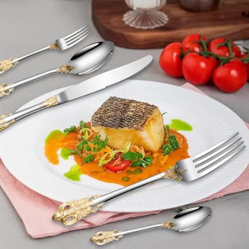 ESSONIO 50-teilig-Besteck aus Edelstahl 18/8, Besteck Set 10 Personen Besteckset Cutlery Set mit Messer Gabeln Löffel Teelöffel Kleine Gabeln, Hochglanzpoliert Luxuriöses Langlebig 4 ESSONIO 50-teilig-Besteck aus Edelstahl 18/8, Besteck Set 10 Personen Besteckset Cutlery Set mit Messer Gabeln Löffel Teelöffel Kleine Gabeln, Hochglanzpoliert Luxuriöses Langlebig