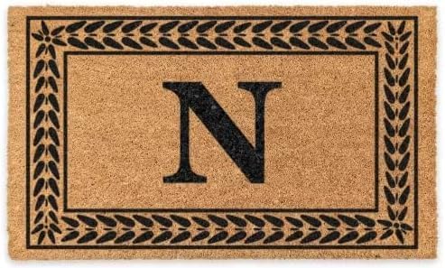 COCO MATS 'N MORE Tapete personalizado con monograma para interiores y exteriores, antideslizante, fibra de coco con respaldo de vinilo, boda,