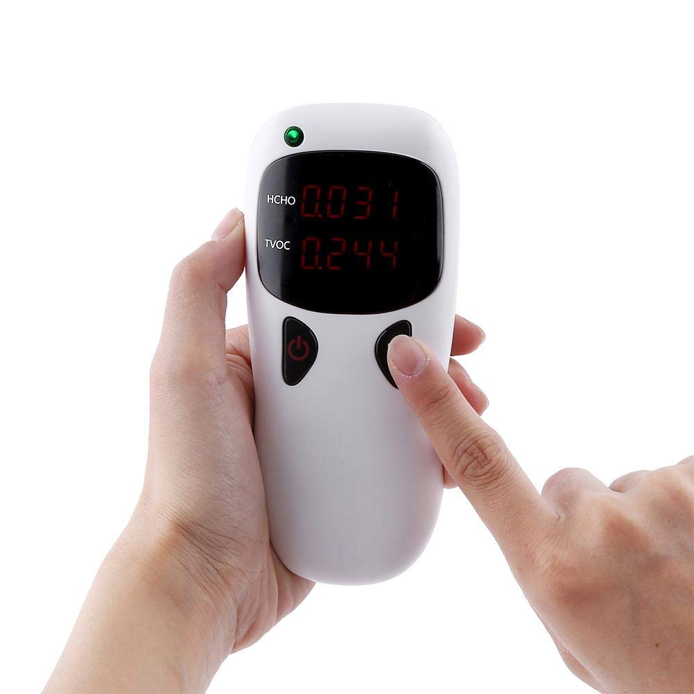 ASHATA Misuratore di Formaldeide, Rilevatore di Formaldeide Digitale Misuratore di qualità dell'Aria, Schermo a LED Monitor di qualità dell'Aria Interna HCHO/TVOC Tester per Auto Office House