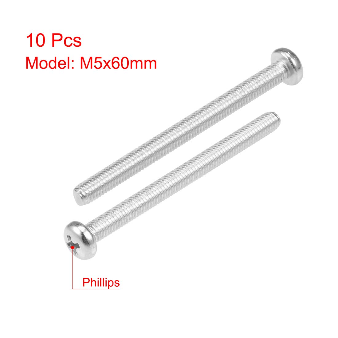 Vis à Métaux M2x12mm - Tête Cylindrique Cruciforme, Lot De 60 Pièces, Marque Uxcell, Neuf