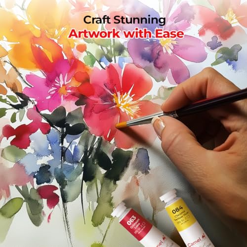 Image of Camel Artist Watercolor Tube - 24 Shades (9ML Each) | Vibrant Pigments for Rich Colors | Quick-Drying & Easy Blending | Perfect for Portraits, Landscapes & Florals | Multi Surface Use