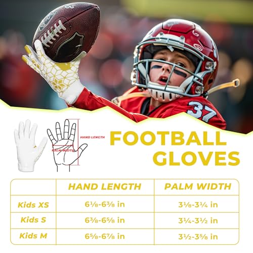image for HANDLANDY Youth Football Gloves, Kids Sticky Receiver Gloves,Super Gri