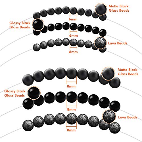 Paxcoo 700Pcs Lava Beads Glass Beads Black Lava Stone Rock Beads Kit With Elastic Bracelet String For Diffuser Essential Oils Adult Jewelry Making Supplies #TOP3