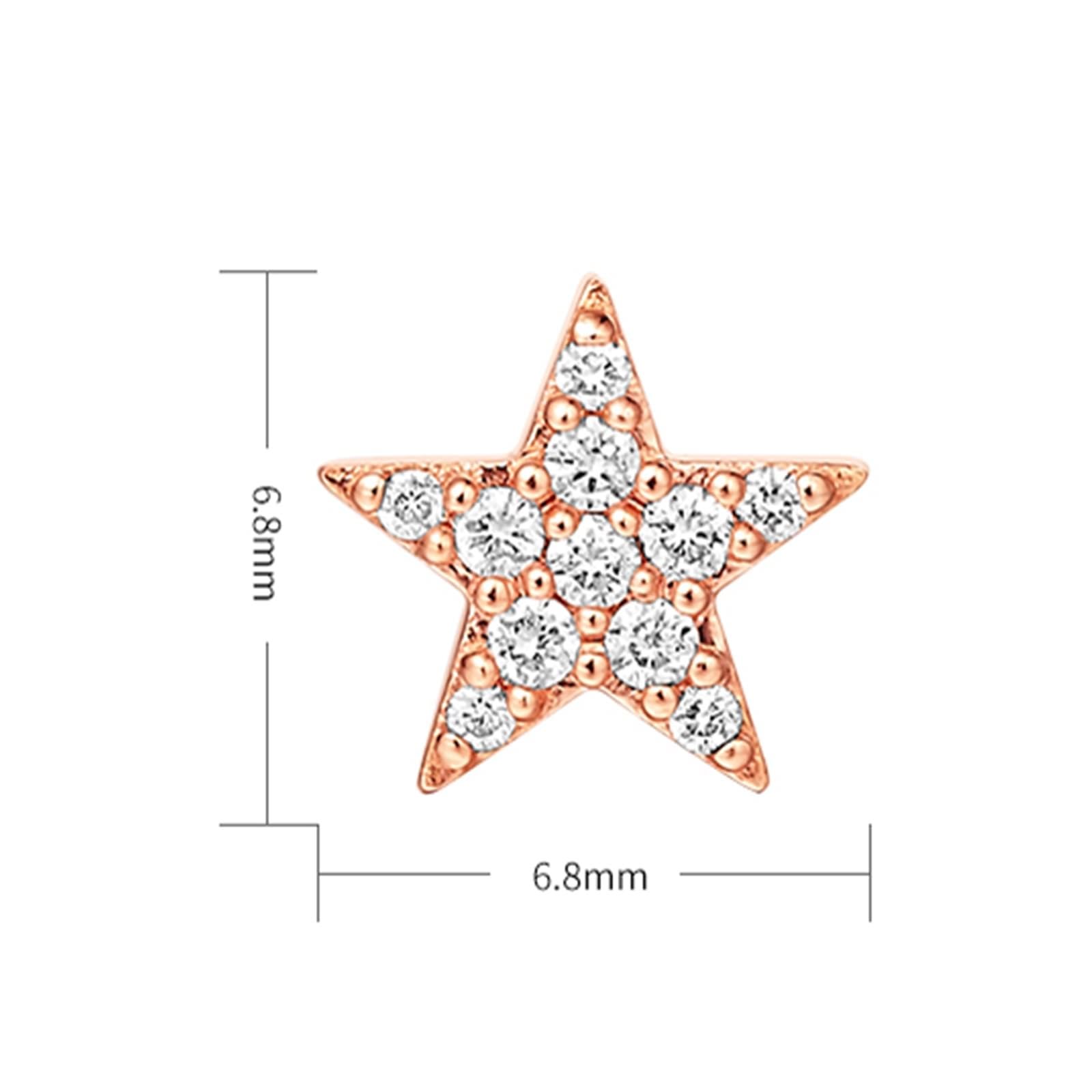 Kolczyki na sztyfcie 9K/14K/18K czerwone złoto prawdziwe złoto, białe laboratorium stworzone diamenty gwiazdki kolczyki na Boże Narodzenie szlif okrągły, damskie kolczyki sztyfty 18/14/9