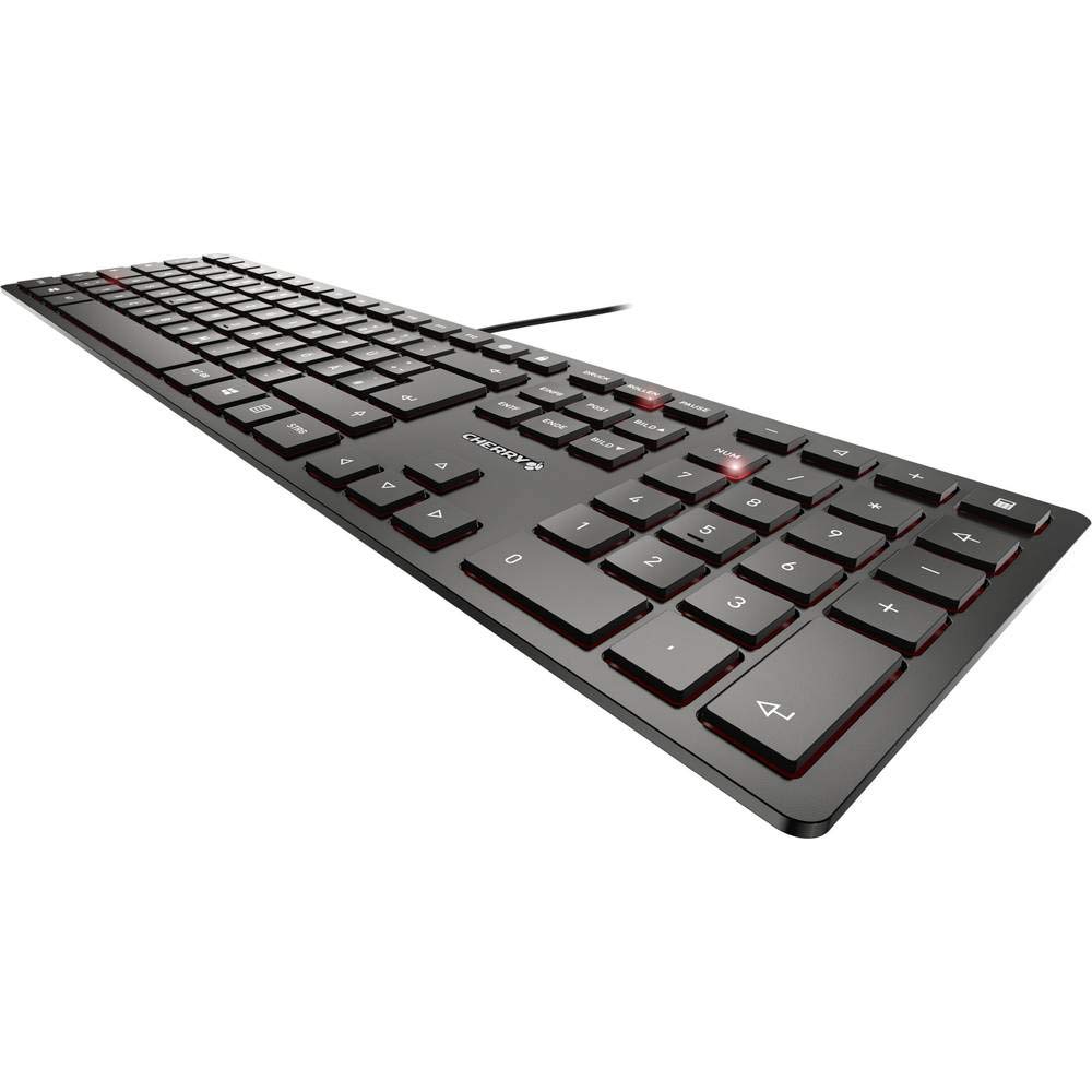 CHERRY KC 6000 Slim, Clavier au Design Ultra-Plat, Disposition française (AZERTY) Filaire (Port USB-A), Touches silencieuses, Marquage Durable, Noir
