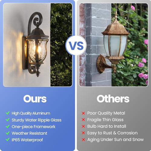 Image of Black Brush Red Exterior Wall Sconces, 28 inch Large Outdoor Wall Light