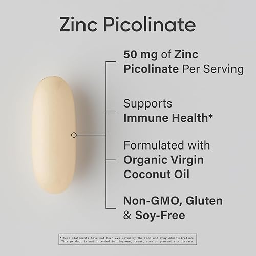 Miniatura 10 de Sports Research Picolinato de zinc de alta potencia 30 mg con aceite de coco orgánico  Suplemento de zinc altamente absorbente para una función