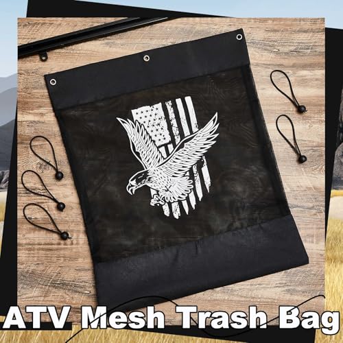 Image of 2 Pcs UTV Mesh Trash Bag 22 x 26 Inch Universal UTV Trash Storage Sack Large American Flag Sack Universal Fit for UTV， ATV, Golf Cart, Boat