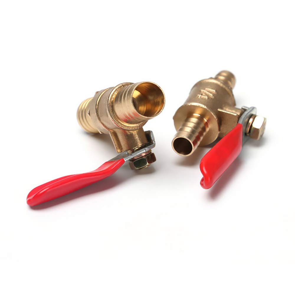 2 Valvole A Sfera In Ottone Per Tubo 1/2 Pollice - Attacco Barb X Barb, Interruttori Per Acqua, Aria, Olio, Gas, Raccordi Da Giardino