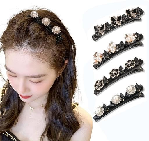 Crystal stone & pearl alligator hair clips(4pc). Beautiful Adjustable Modern Premium Perfect Comfortable Trendy Classic Everyday Stylish Elegant Versatile Lightweight Designer Multicolor-image-30
