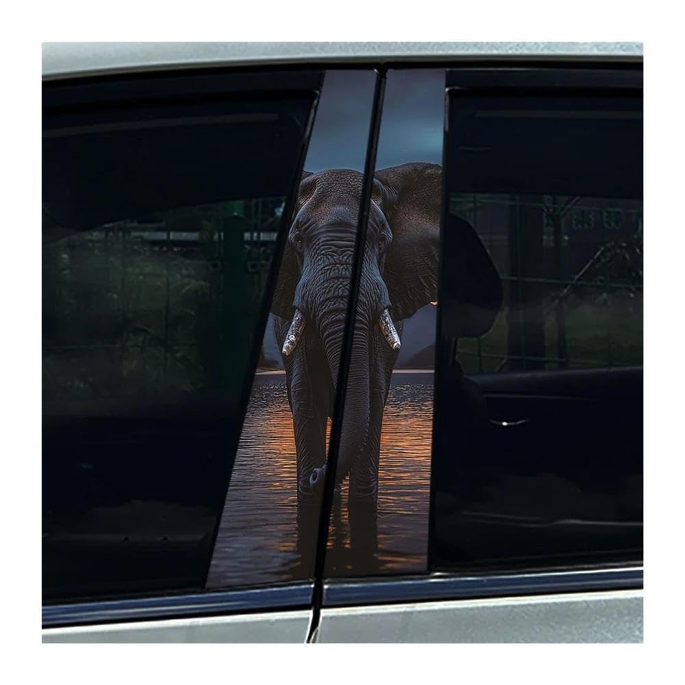 Body Parts 2pcs Car B-Pillar Stickers Elephant Car Center Column Decoration Cover Scratches Waterproof Decals(B)