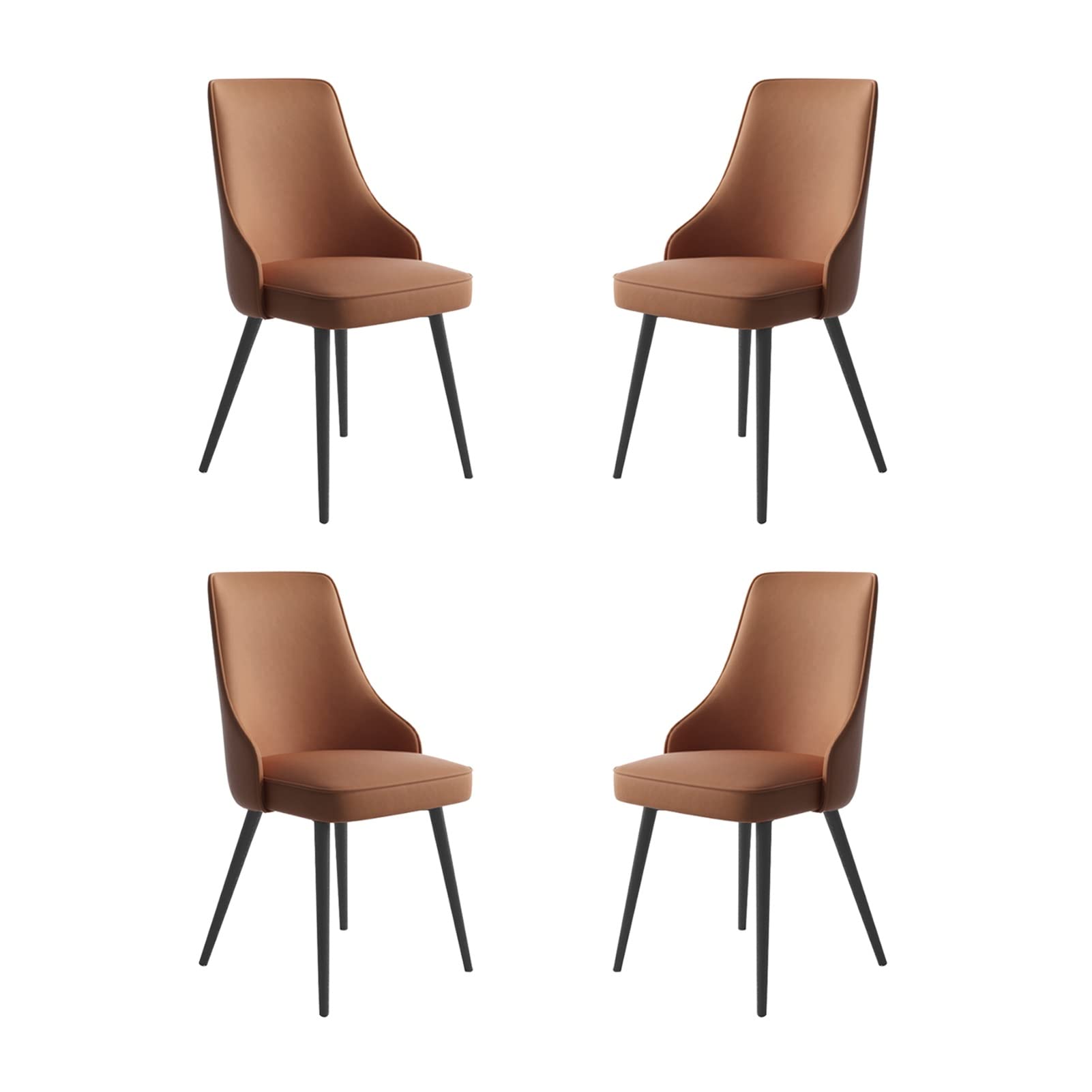 SJIALEN Living Room Side Chairs Set of 4, Black Legs Lounge Counter Chairs PU Leather Water Proof Kitchen Dining Chairs Kitchen Chair (Color : Dark Coffee Color, Size : Black feet)