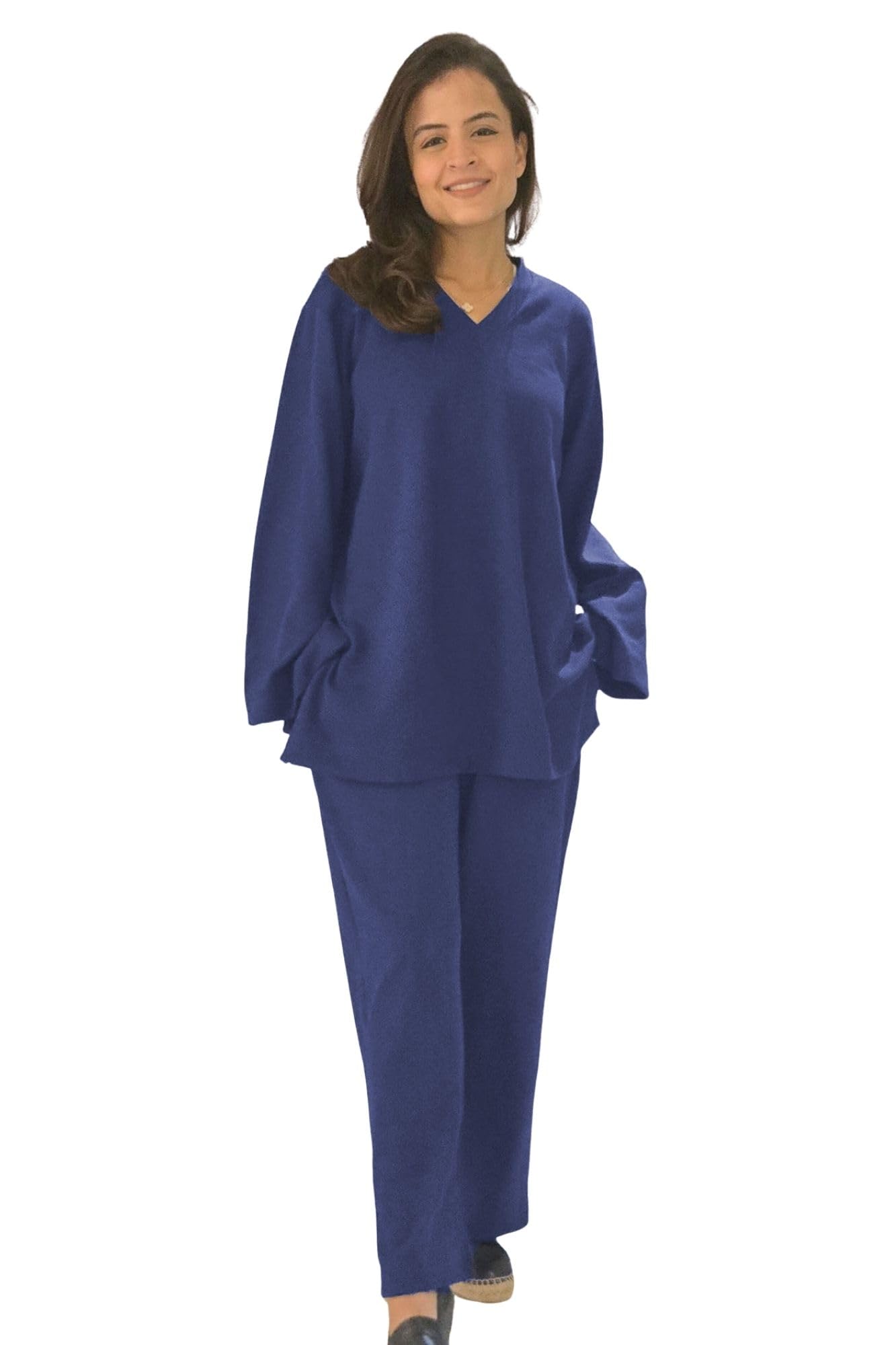 momzjoy Homey Blue Maternity Stretchable Winter Coord Set (2 pc) |Warm Nursing-Friendly Pregnancy Wear | Soft & Cozy Winter Outfit-picture-4