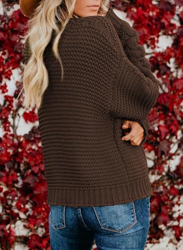 Image of Dokotoo Womens Open Front Long Sleeve Chunky Knit Cardigan Sweaters Loose Outwear Coat