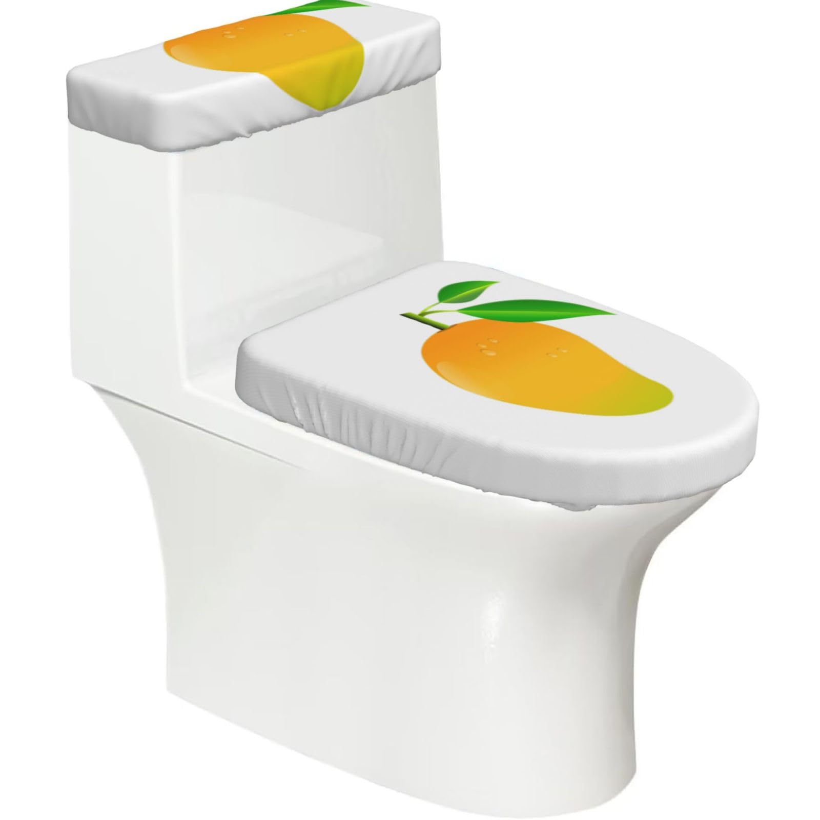 Mango Print Bathroom Decor Toilet Lid Cover And Tank Covers, Restroom Accessories Fits Most Round