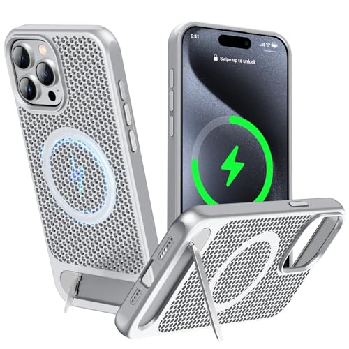 ZHOGTNEG iPhone 14 Pro MaxpCMP[XMagSafepApیA߉\ȃLbNX^hP[XAIce ArmourN[}bgf - Vo[