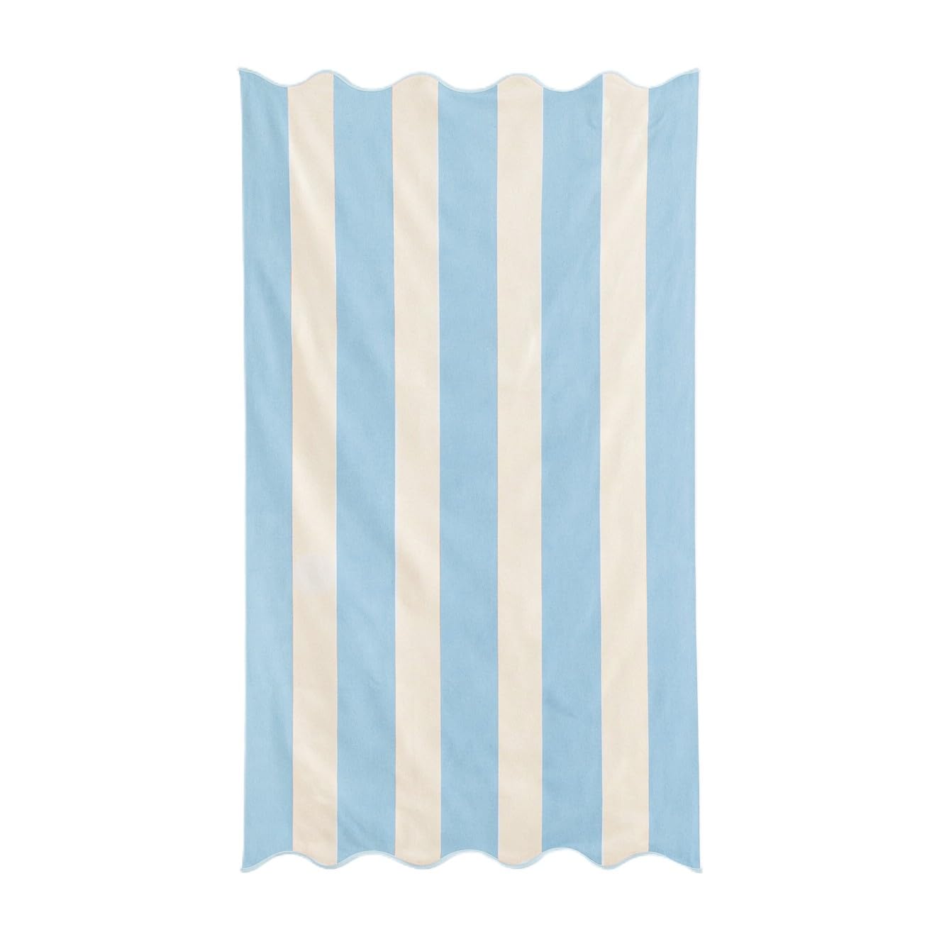 Allure Bath Fashions Ice Blue Allure Extra Large Striped Scalloped Beach Towel 90 X 170Cm – 100% Cotton Stripe Towel For Beach, Pool & Travel, Super Soft & Absorbent, Quick Dry, Plush Dual-Sided Velour & Terry (Ice Blue)