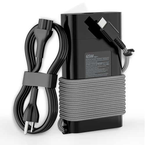 Image of New Slim 65W USB Type C Laptop Charger Compatible with HP, Spectre X360 Envy X360 Elite x2 Elitebook Pavilion Chromebook ProBook Omnibook TPN-LA12 Fast Charging Computer Power AC Adapter (TPN-LA22)