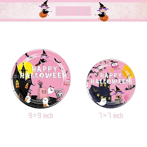 169Pcs Pink Halloween Party Supplies For 24 Guests Happy Boo Day Tableware Set Pink Halloween Ghost Party Supplies Halloween Birthday Tableware Plates Napkins Cups For Kids #TOP3