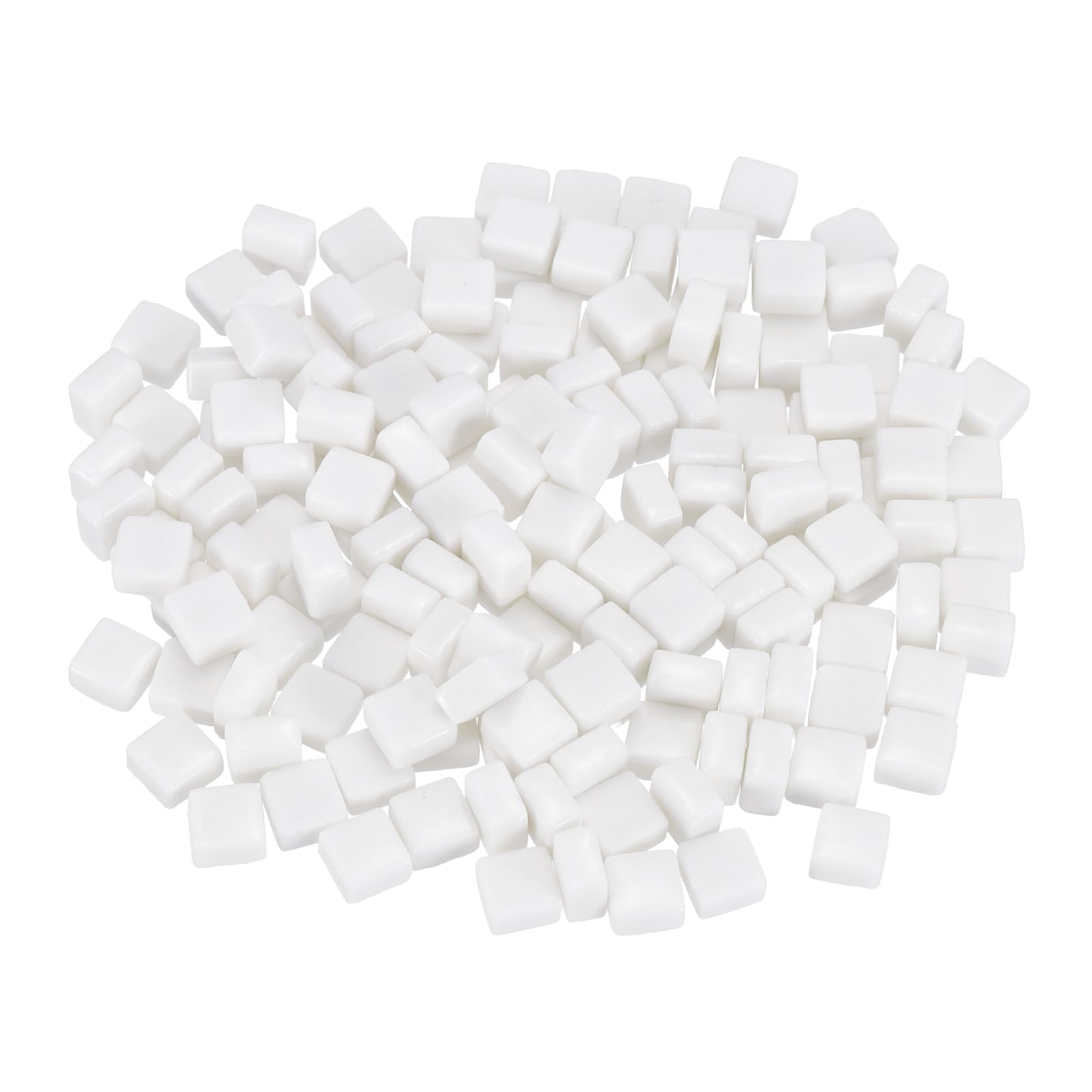 sourcing map 200g Square Mosaic Tiles for Crafts, 0.4" Iridescent Mosaic Glass Pieces for DIY Art Making Supplies Home Decoration (White)