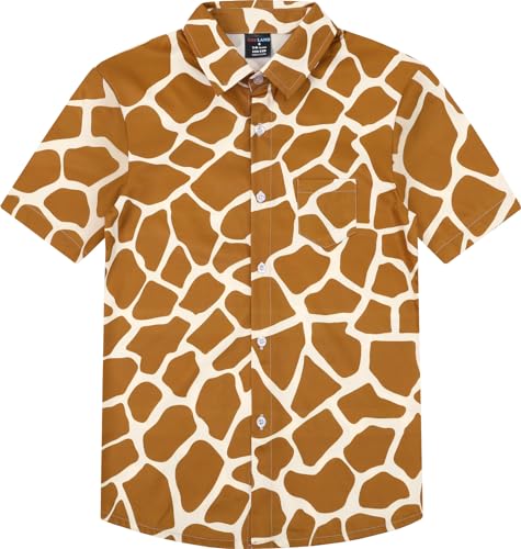 Image of COSLAND Boys' Animal Print Hawaiian Shirt Kids' Novelty Button Down Shirt, X-Small-Large