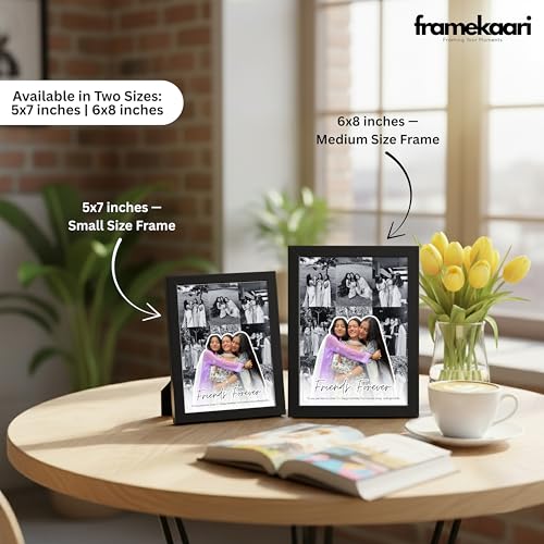 Image of Framekaari Friends Customized Photo Frame | Personalized Birthday Gift | Custom Photo Collage & Text | Tabletop & Wall Mount | Room & Home Decor | 16x21 cm (Design-01)