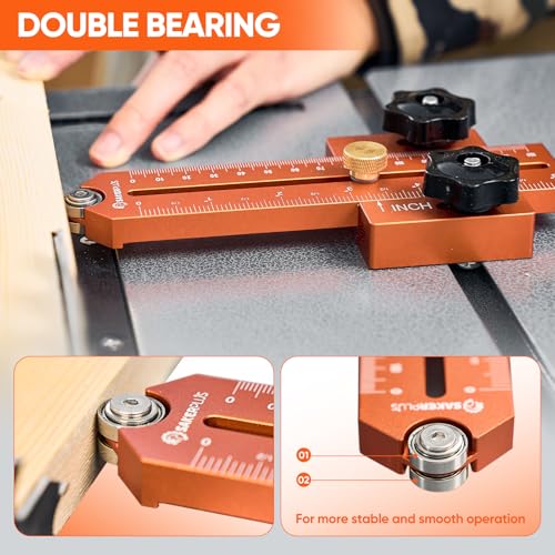 Image of Thin Rip Jig Table Saw Jig Guide, Thin Rip Jig for Repetitive Narrow Thin Strip Cutting, Fits for 3 /8 inch x 3 /4 inch T Slot, Woodworking Tool Fast Thin Ripping Guide for Table Saw Band Saw Router