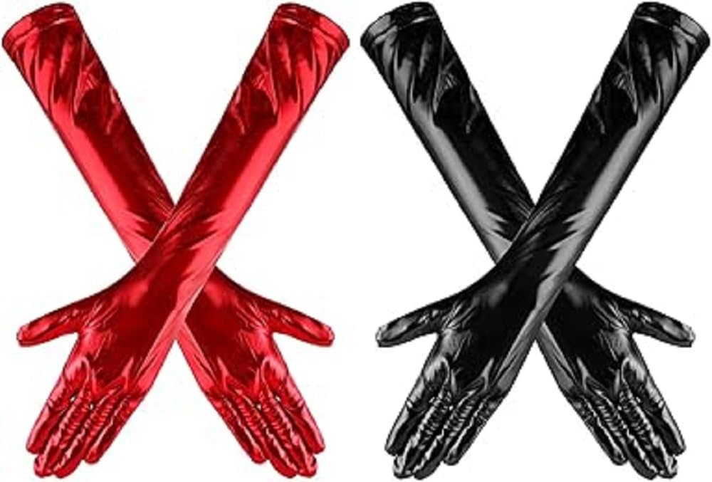 2 Pairs Look Long Gloves Shiny Gloves Elbow Length Gloves Cosplay Accessories for Women Girls Opera Party Supplies