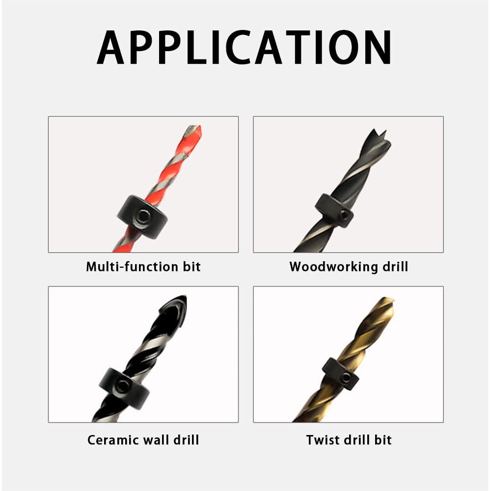 8 Pezzi Stop di profondità Trapano,Anelli per Punte Trapano,con la Chiave Esagonale,Anelli di Arresto Profondità,Profondità Anello Posizionatore,3-16 mm,per Controllare la Profondità di Perforazione