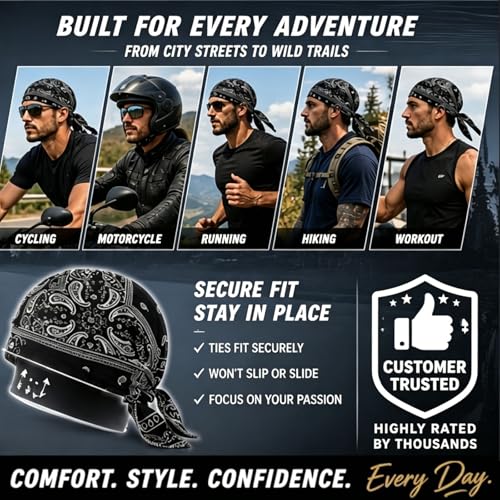 Image of Cooling Skull Cap Helmet Liner, Breathable Elastic Bandana Cooling Headscarf Cap for Men Women