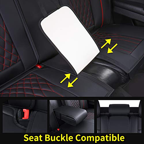 Image of Aierxuan Seat Covers for Toyota Camry, Honda Civic (Black-Red, Rear)