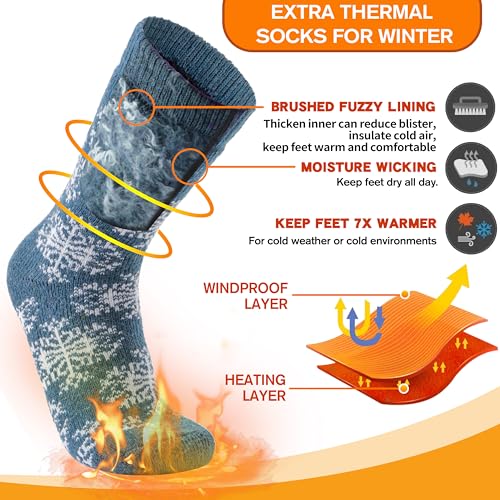 Image of 3 Pairs Warm Thermal Socks for Women & Men Winter Ski Thick Boot Insulated Socks for Cold Weather