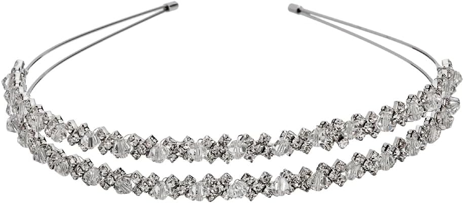 Double Layer Silver Hair Hoop Rhinestone Headband Wedding Hair Loop Hair Clasp Hair Band Bridal Hair Accessories