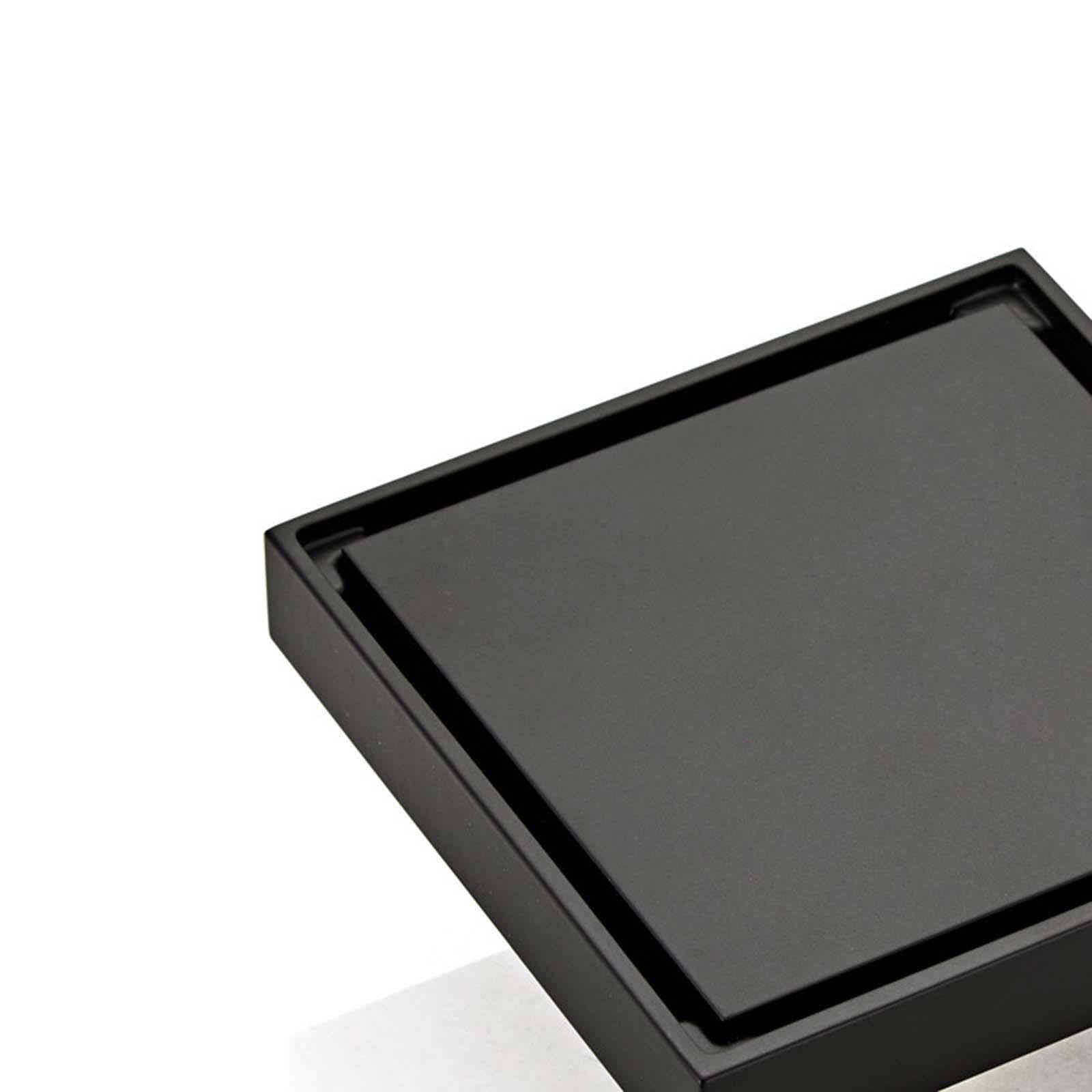 Bonde Douche Laiton Siphon Douche Noir Bonde de Douche 10 cm * 10 cm Bonde Douche Extra Plate Cacher Siphon de Sol avec Noyau Rebondissant Convient pour Un Diamètre de Tuyau ≥5 cm