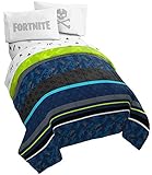 Jay Franco Fortnite Neon Stripe 5 Piece Queen Bed Set - Includes Reversible Comforter & Sheet Set...