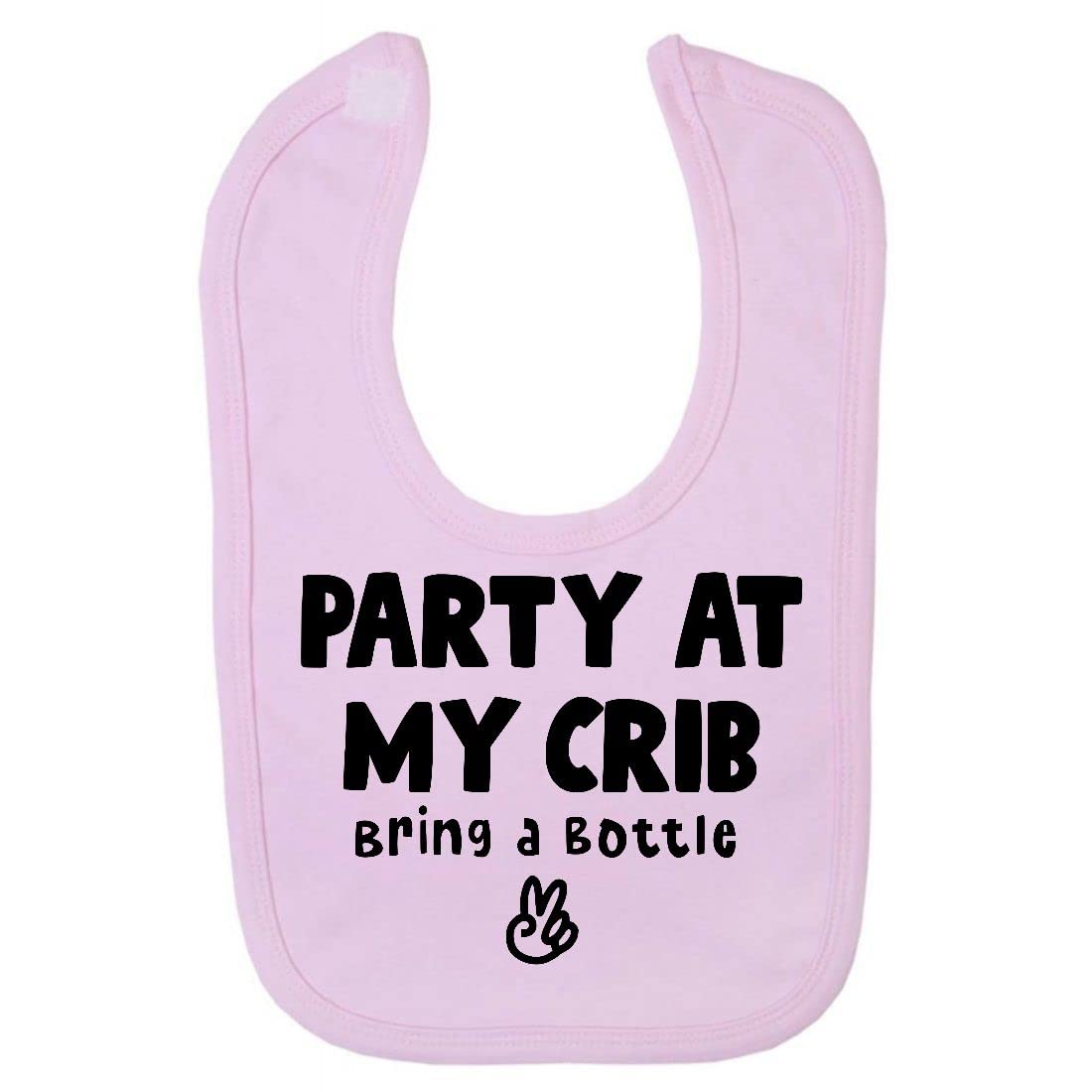 Miammo Party at my crib bring a bottle statement [BBY5] cotton baby bib - Pastel Pink