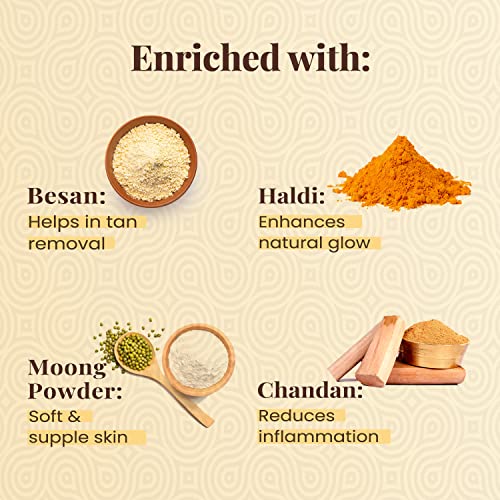 Image of NutriGlow Natural's Ubtan Face & Body Scrub with Besan, Moong Powder for Tan Removal, 100g