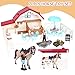 Peagprav Horse Club Riding Arena 71-Piece, Horse Stable Toys Playset, Farmmer Figures,Farm Animal Figurine, Coffee Shop, Barn with Fence Toys for 3-7 Years Old Kids Boys Girls Toddlers