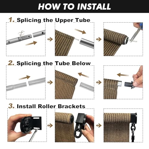 Image of Artpuch Patio Shades Roll Up Outdoor Roller Shade (6'Wx8'H), Cordless Exterior Roller Blinds Cloth for Porch Pergola Gazebo, Walnut